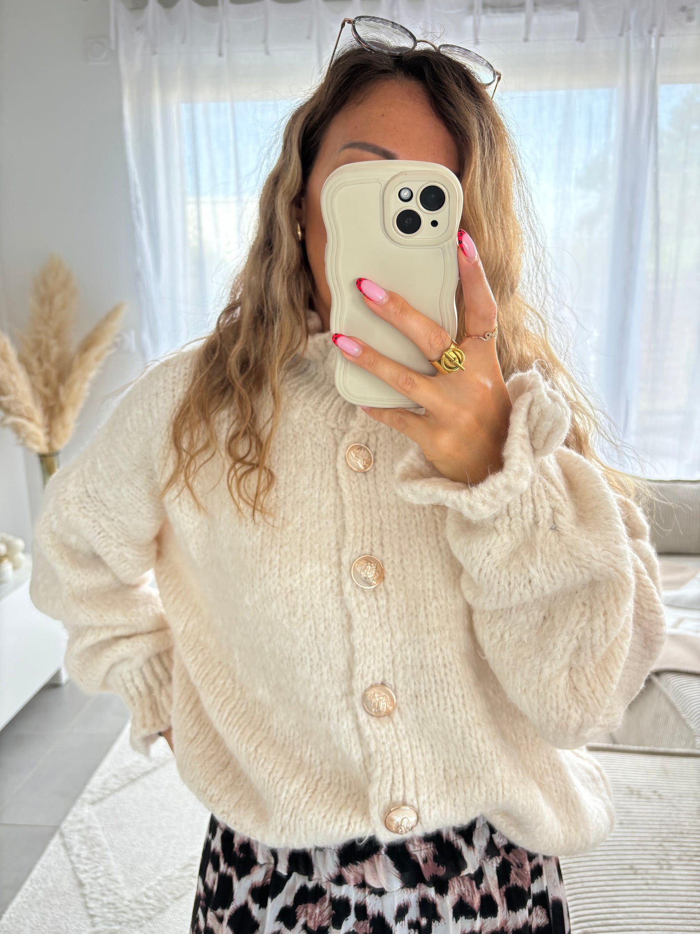 Cardigan à boutons dorés NINA | CRÈME