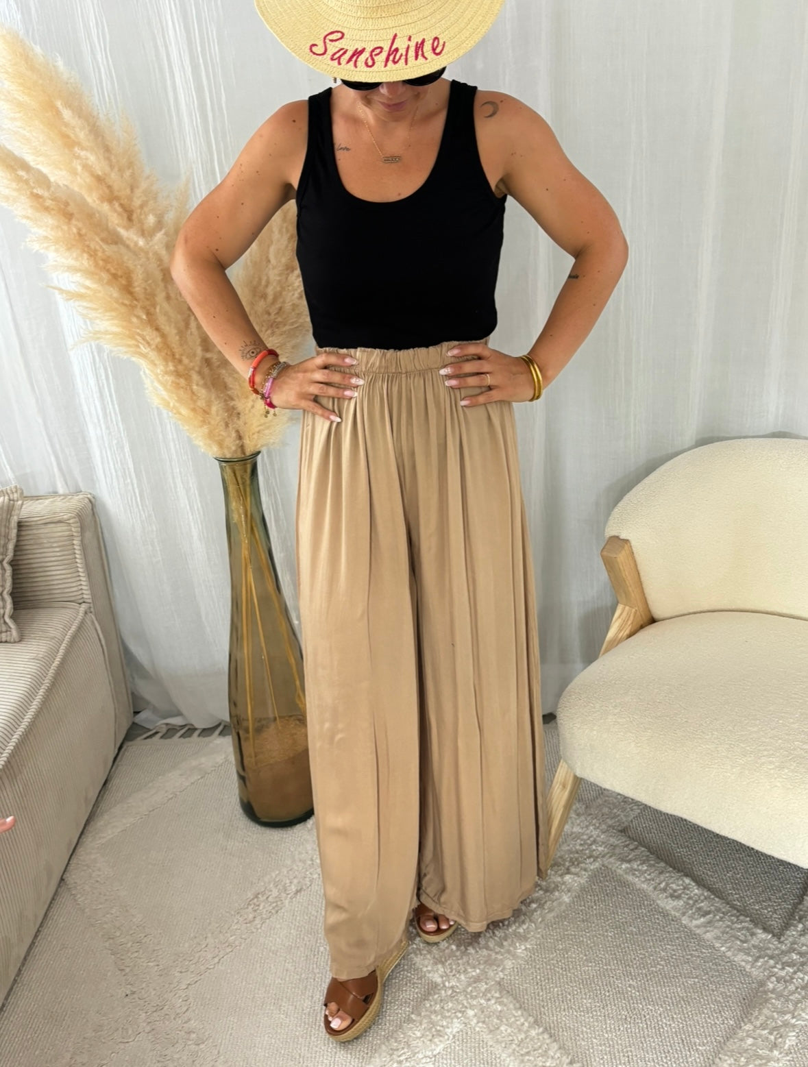 Pantalon en viscose ELSA CAMEL