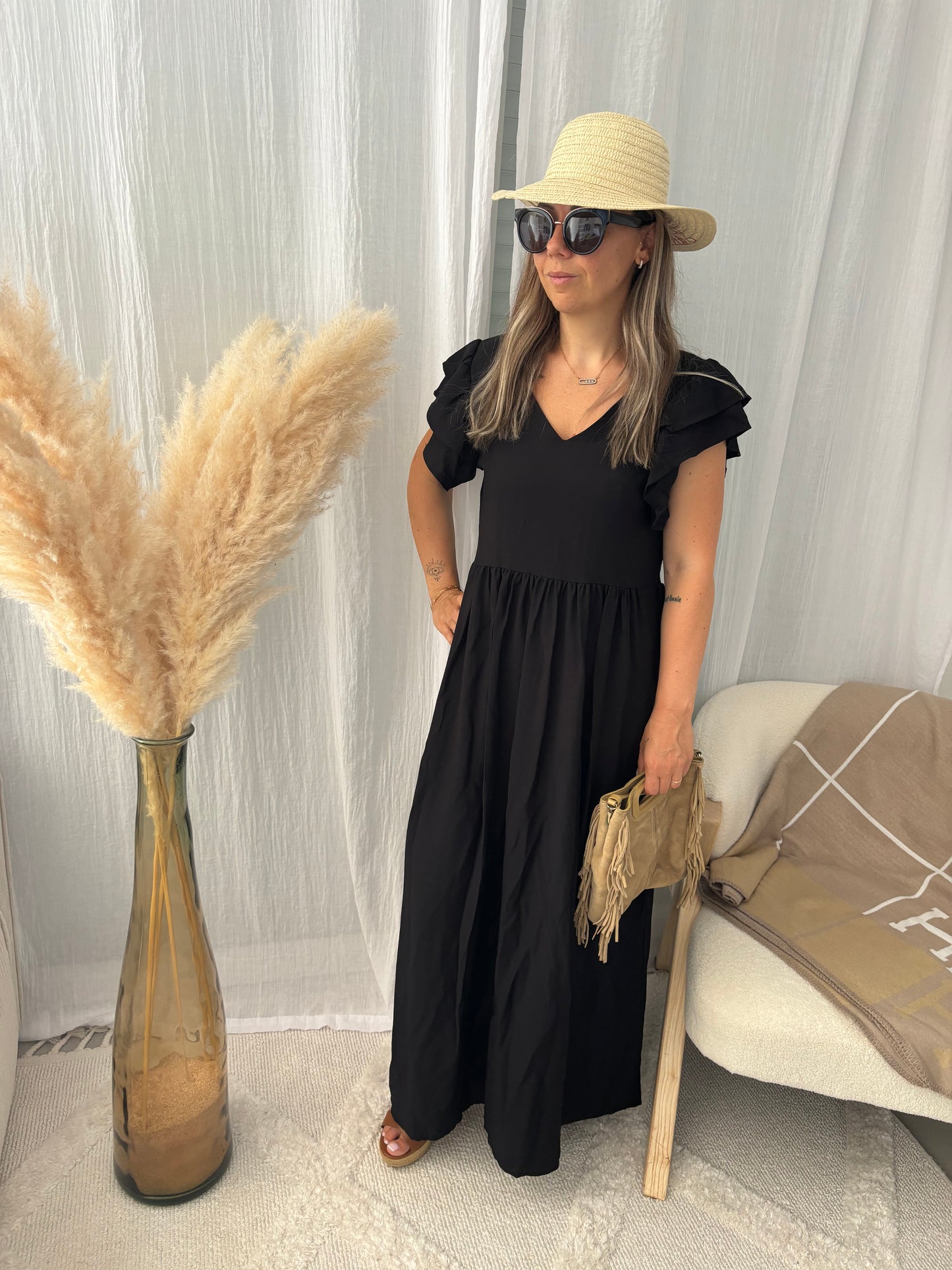 Robe longue boutonnée CINDY | NOIR