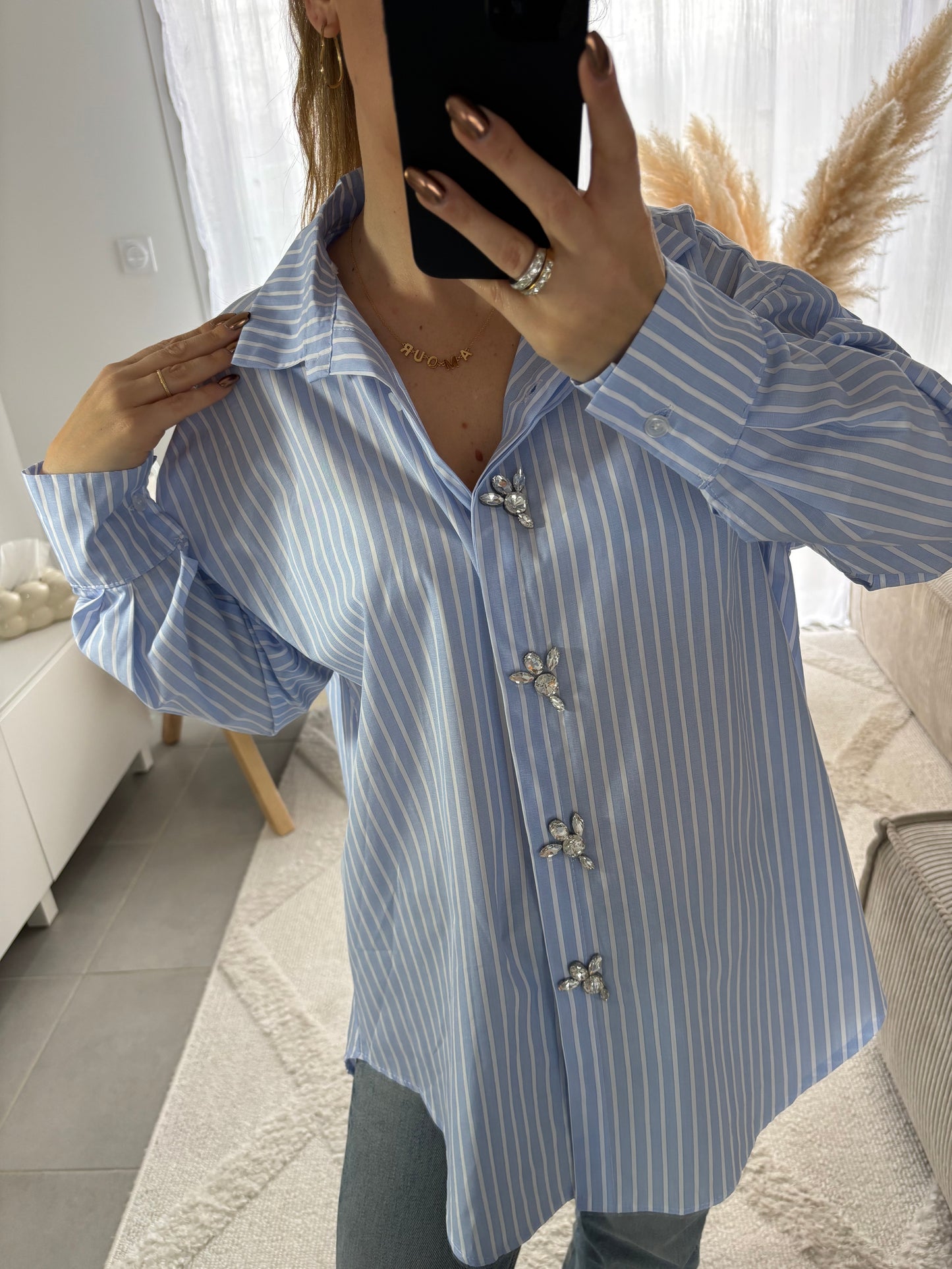 Chemise bijoux ESMERALDA | RAYÉ BLEU