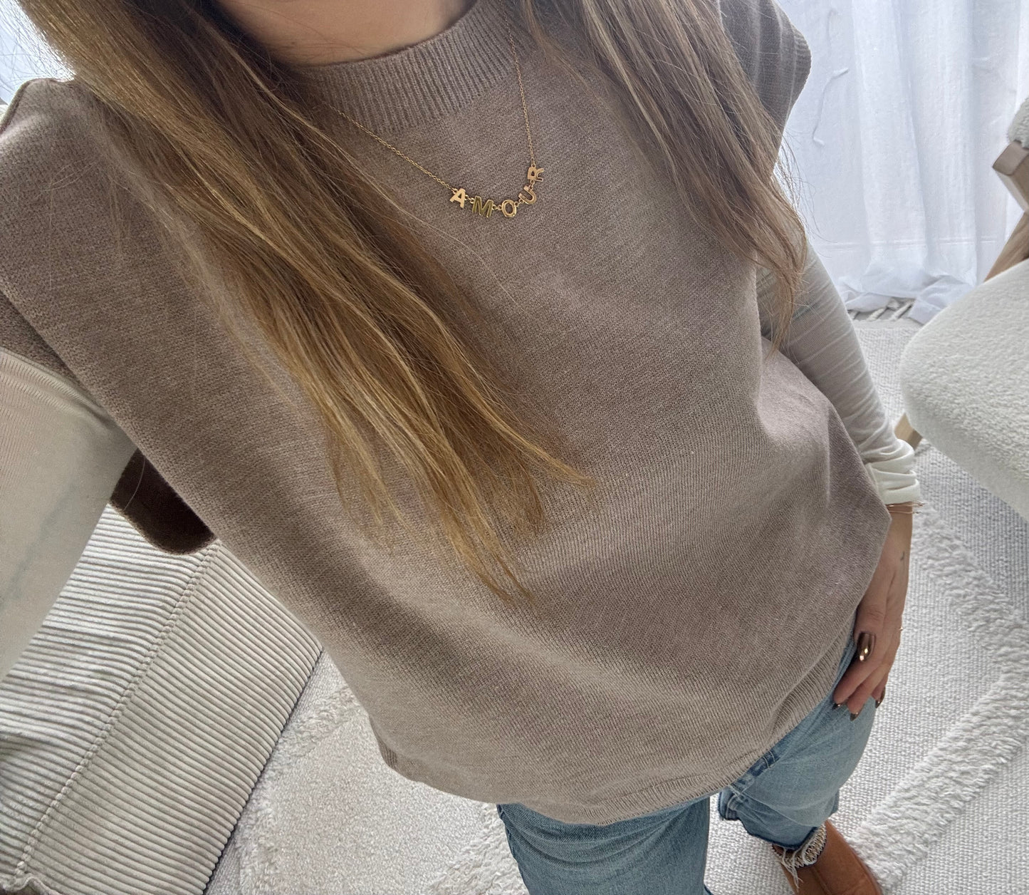 Pull sans manches EDEN | TAUPE