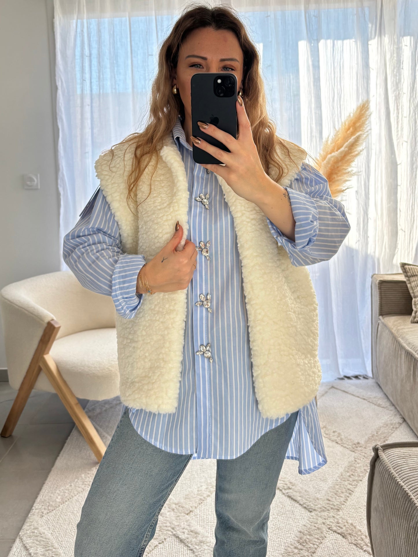 Veste gilet sans manches moumoute CHARLOTTE