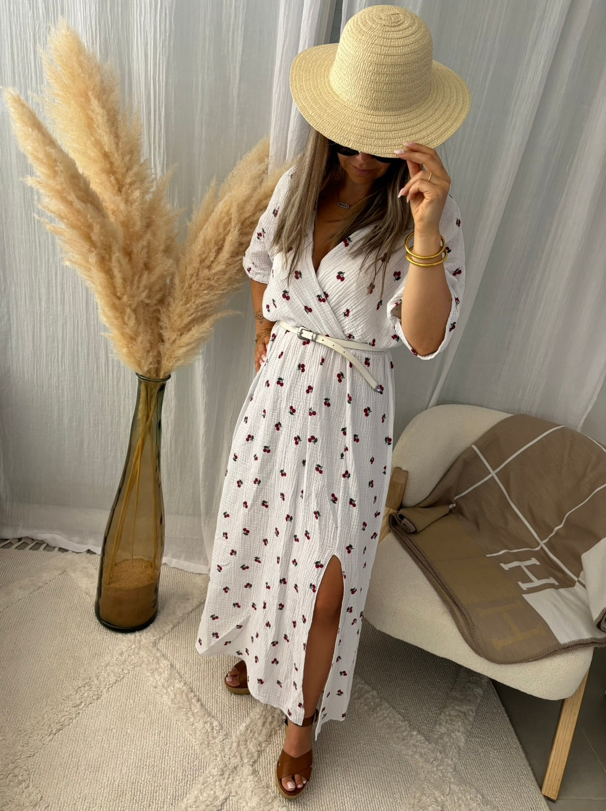 Robe gaze de coton imprimée cerises LANA