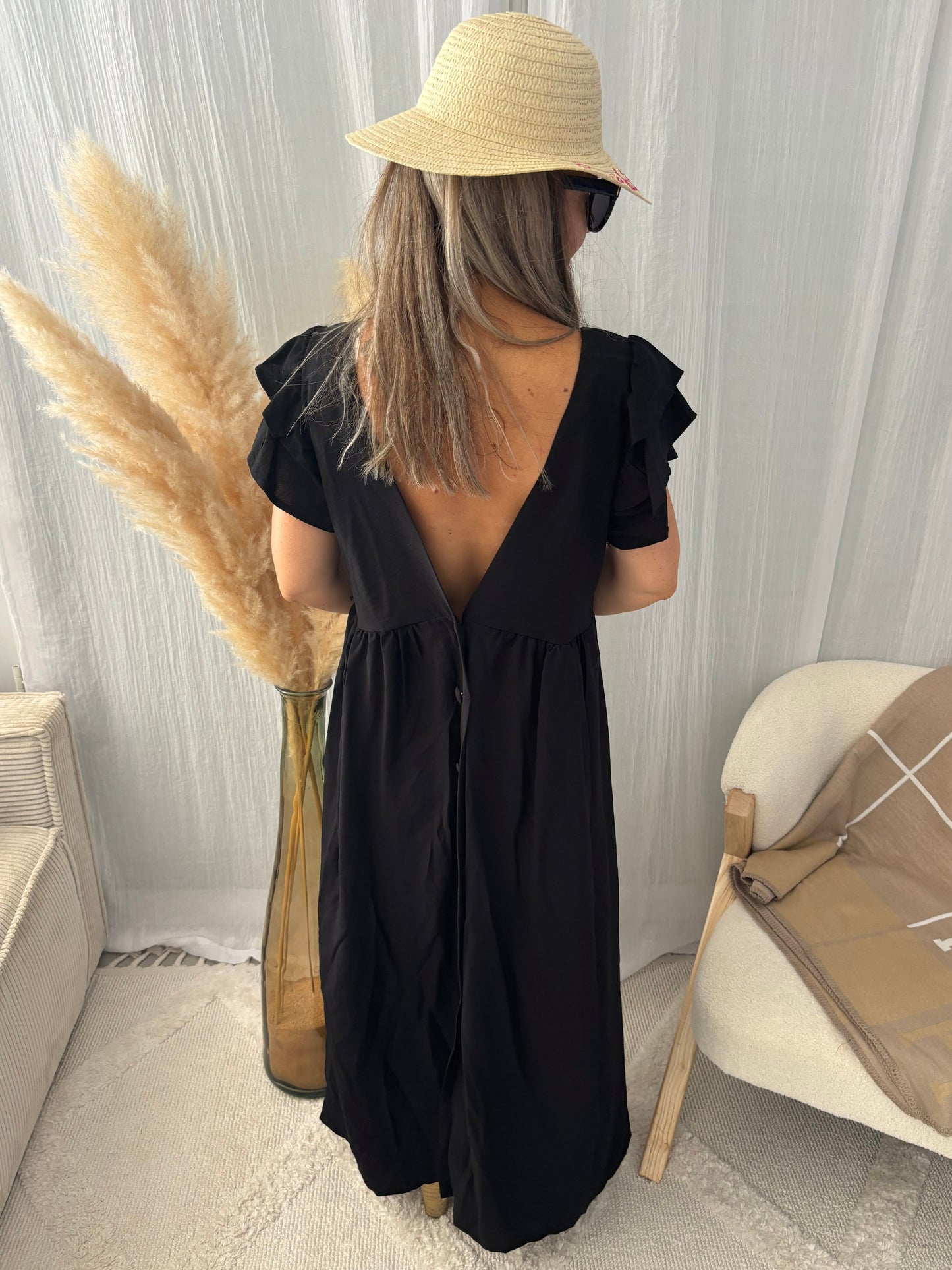 Robe longue boutonnée CINDY | NOIR